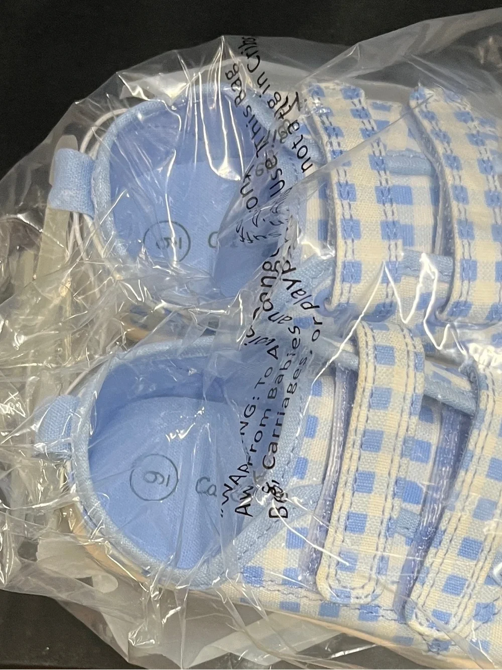 Cat & Jack Baby/Toddler Blue Gingham Velcro Sneakers Size 9 NWT